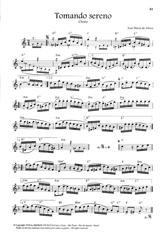 Partitura da música Tomando Sereno v.3