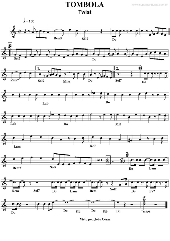 Partitura da música Tombola