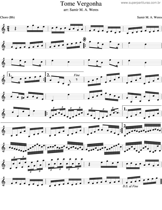 Partitura da música Tome Vergonha v.2