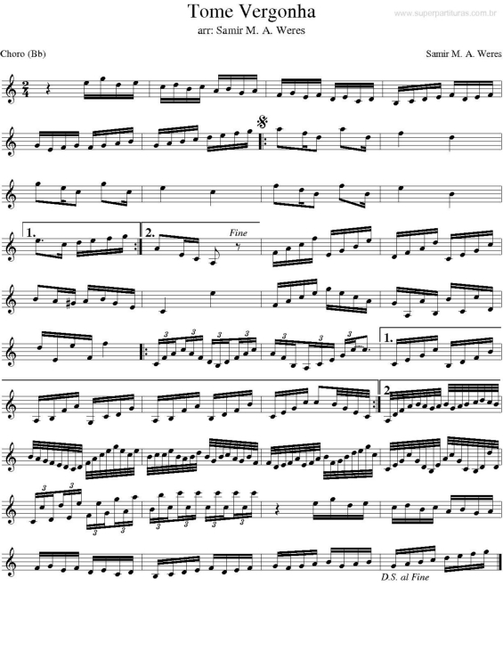 Partitura da música Tome Vergonha