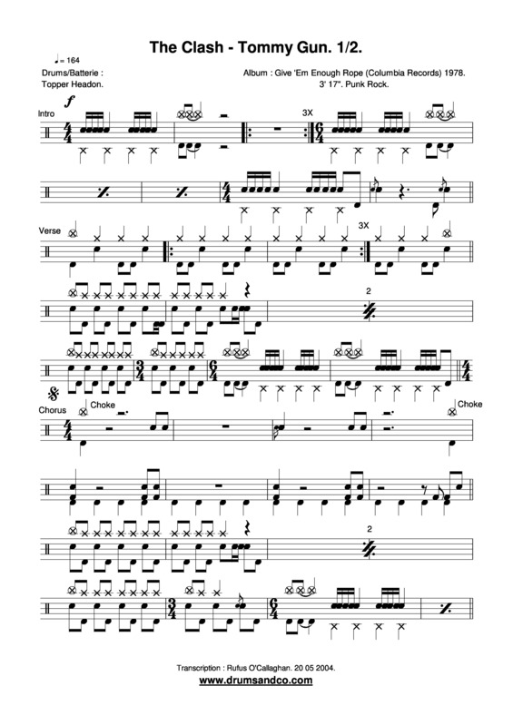 Partitura da música Tommy Gun