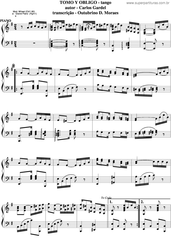 Partitura da música Tomo Y Obligo