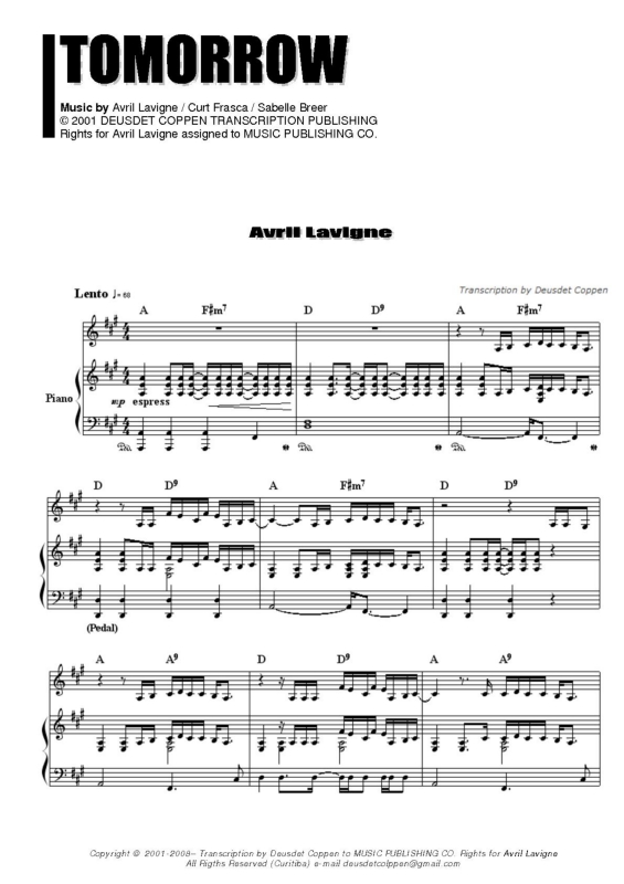 Partitura da música Tomorrow v.2