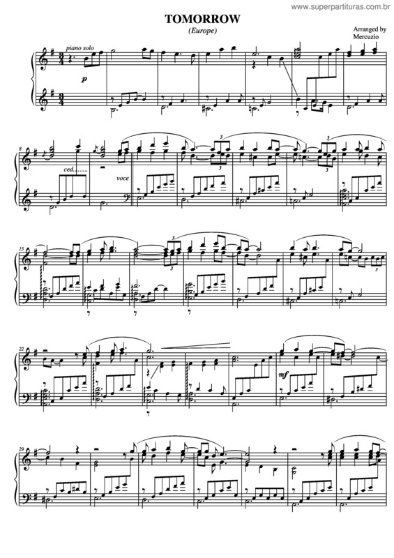 Partitura da música Tomorrow v.3