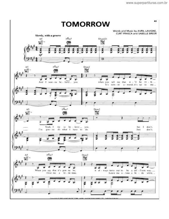 Partitura da música Tomorrow v.4