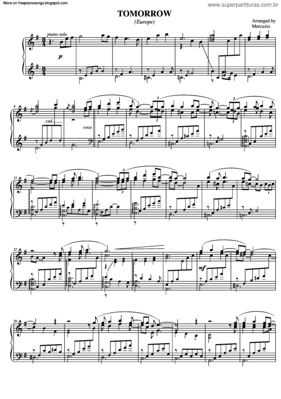 Partitura da música Tomorrow v.7