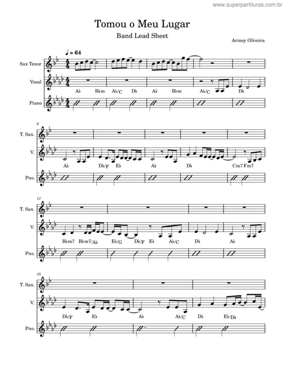 Partitura da música Tomou O Meu Lugar