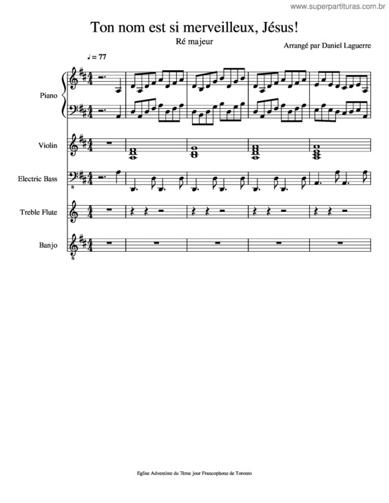 Partitura da música Ton Nom Est Si Merveilleux, Jésus!