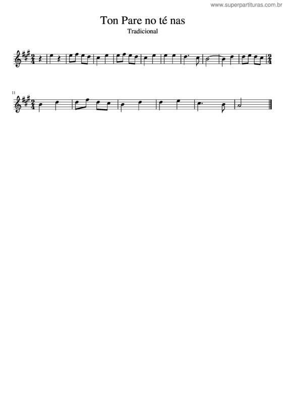 Partitura da música Ton Pare No Té Nas v.2
