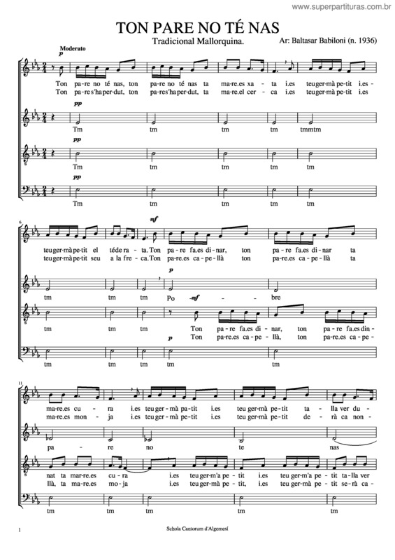 Partitura da música Ton Pare No Té Nas