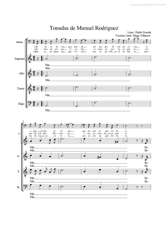 Partitura da música Tonadas de Manuel Rodriguez