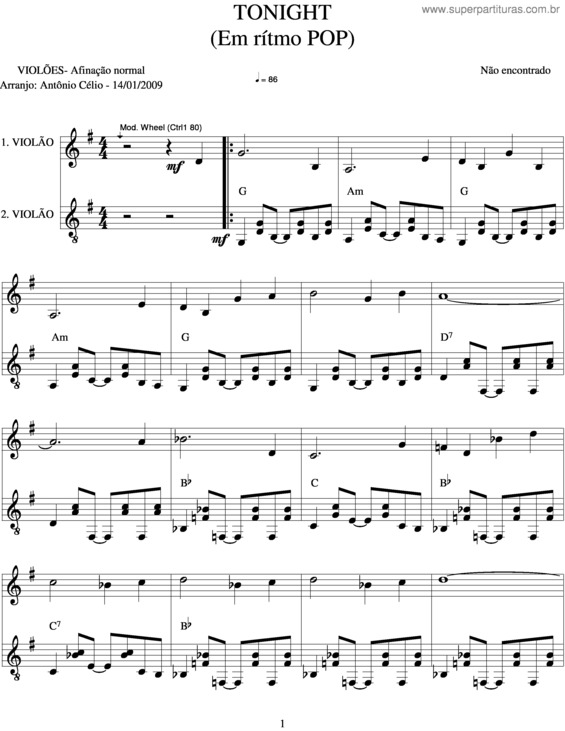 Partitura da música Tonight v.3