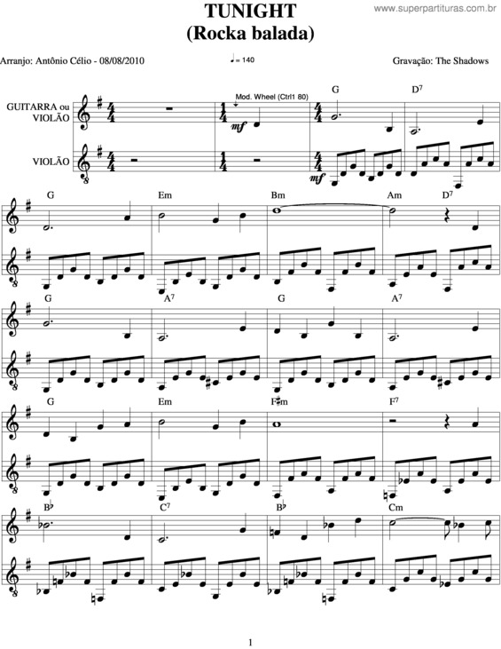 Partitura da música Tonight v.4