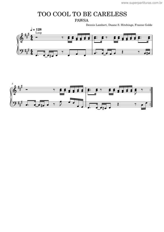 Partitura da música Too Cool To Be Careless – Pawsa