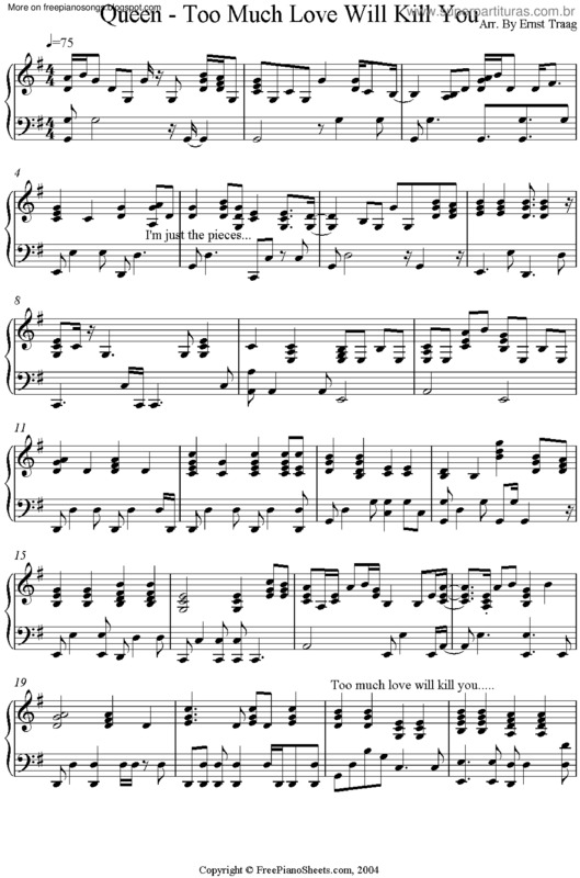 Partitura da música Too Much Love Will Kill You