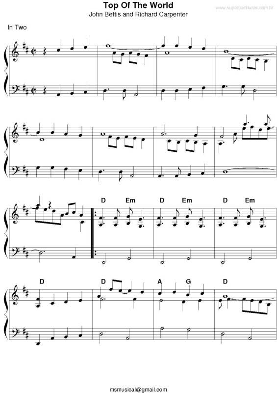 Partitura da música Top Of The World