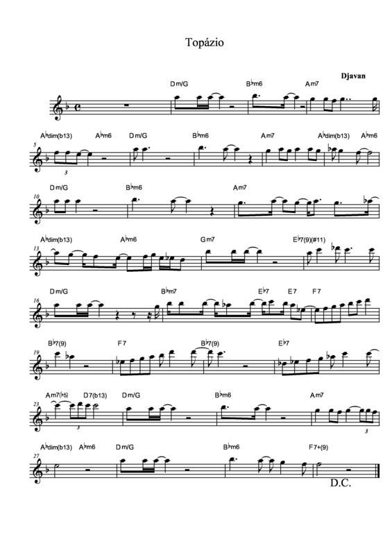 Partitura da música Topásio v.2