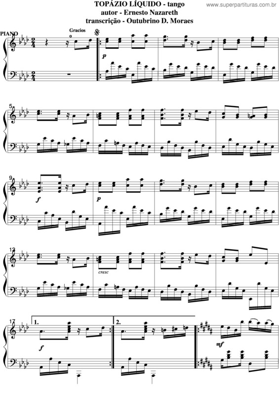 Partitura da música Topázio Líquido v.2