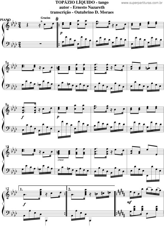 Partitura da música Topázio Líquido v.2