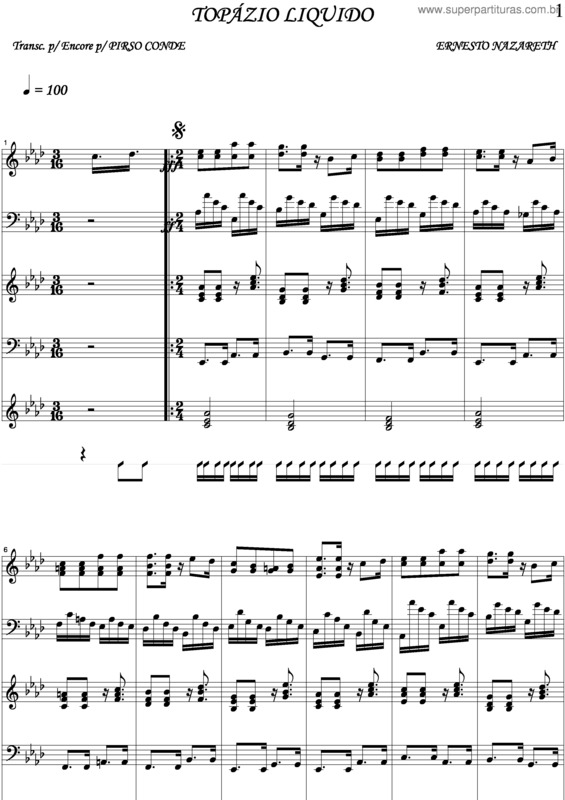 Partitura da música Topázio Líquido