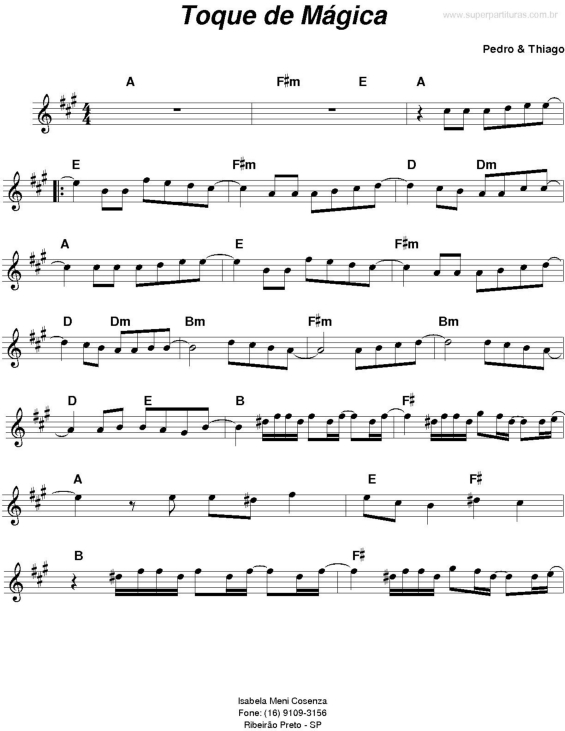 Partitura da música Toque de Mágica