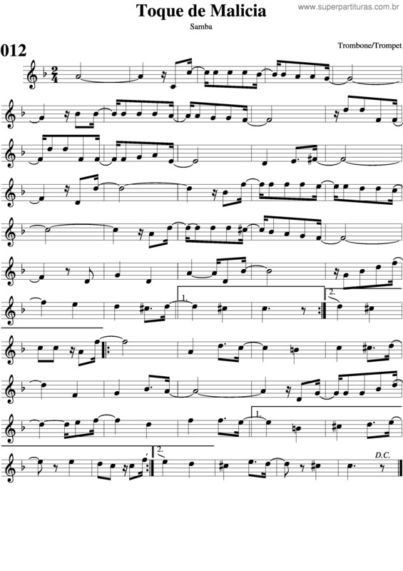 Partitura da música Toque De Malícia