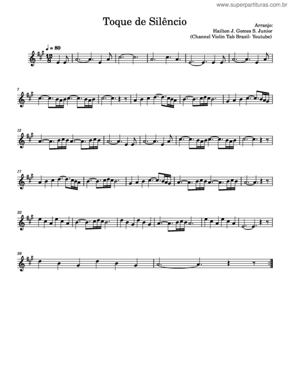 Partitura da música Toque De Silêncio – Toques Militares