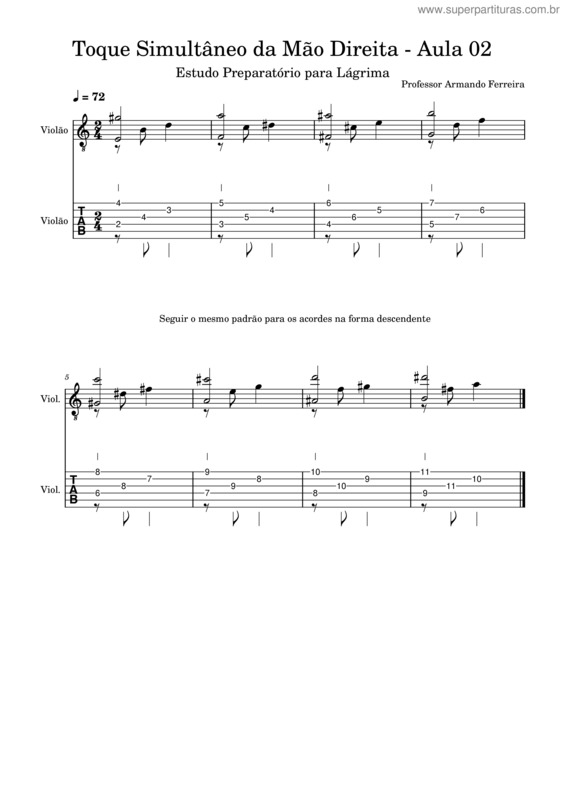 Partitura da música Toque Simultâneo Da Mão Direita