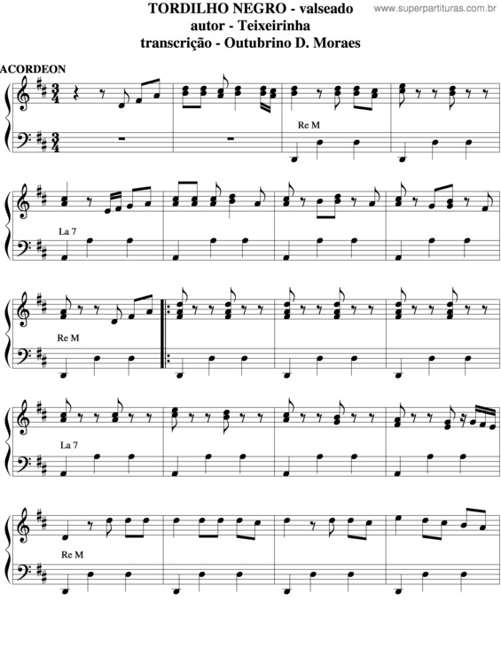 Partitura da música Tordilho Negro v.5