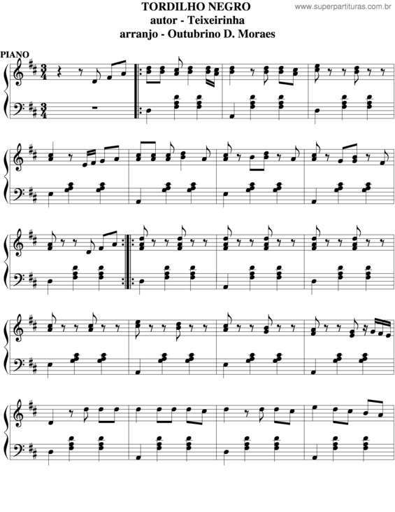 Partitura da música Tordilho Negro v.6