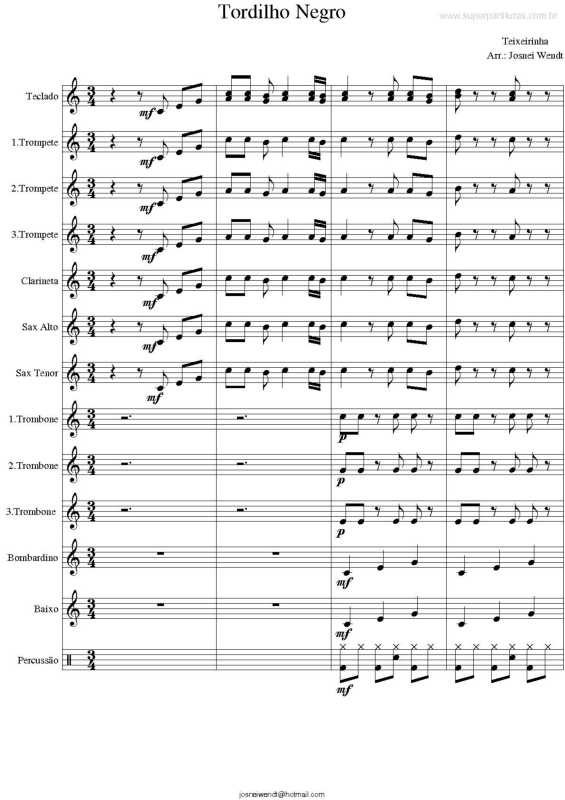 Partitura da música Tordilho Negro