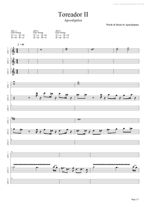 Partitura da música Toreador II