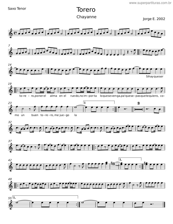Partitura da música Torero – Jorge E.
