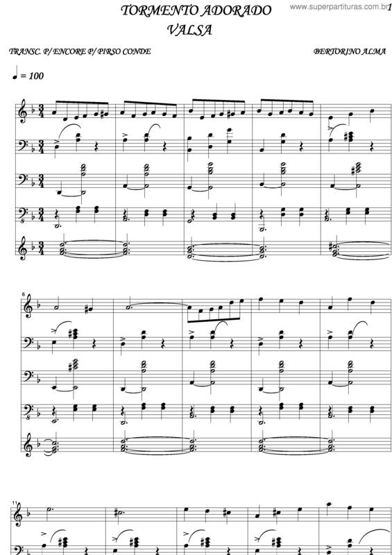 Partitura da música Tormento Adorado v.2