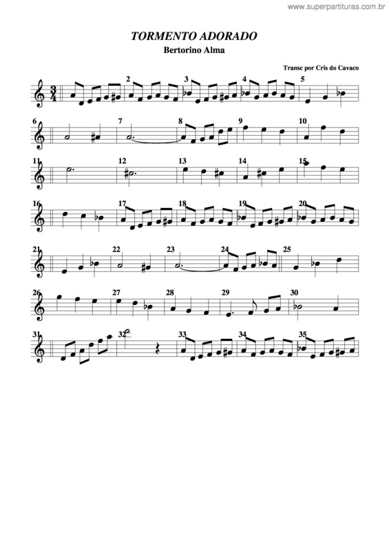 Partitura da música Tormento Adorado