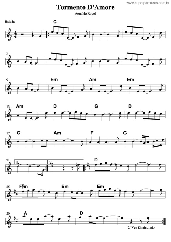 Partitura da música Tormento