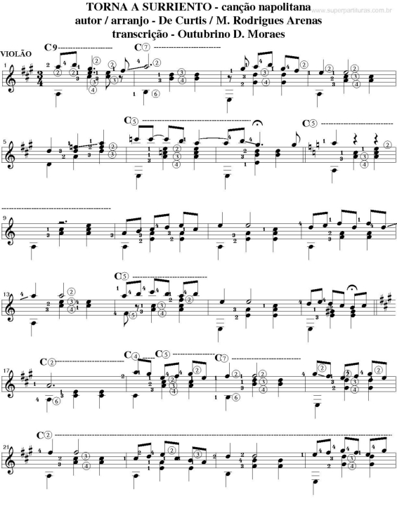 Partitura da música Torna a Surriento v.2