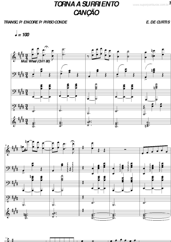 Partitura da música Torna a Surriento v.3