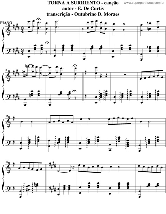 Partitura da música Torna A Surriento v.4