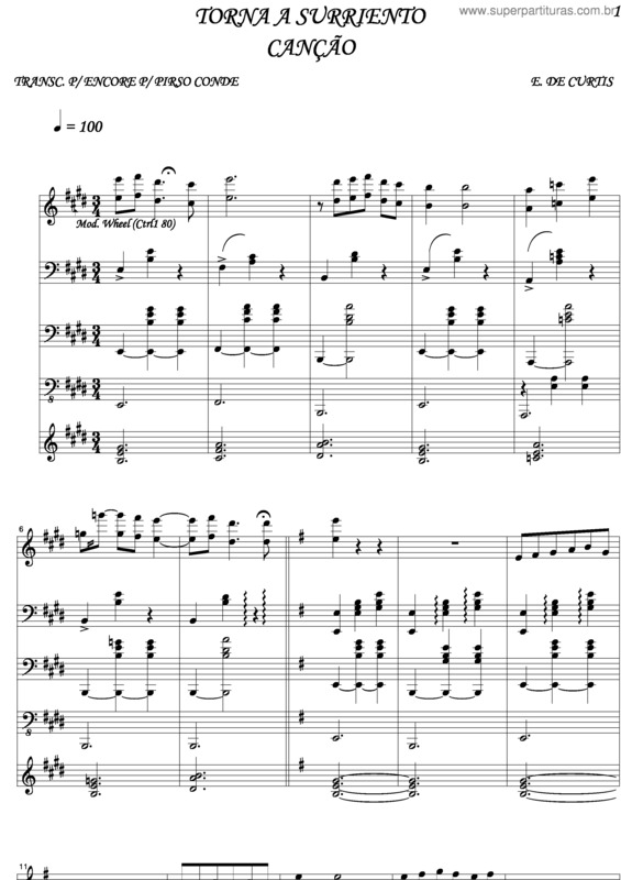 Partitura da música Torna A Surriento v.5