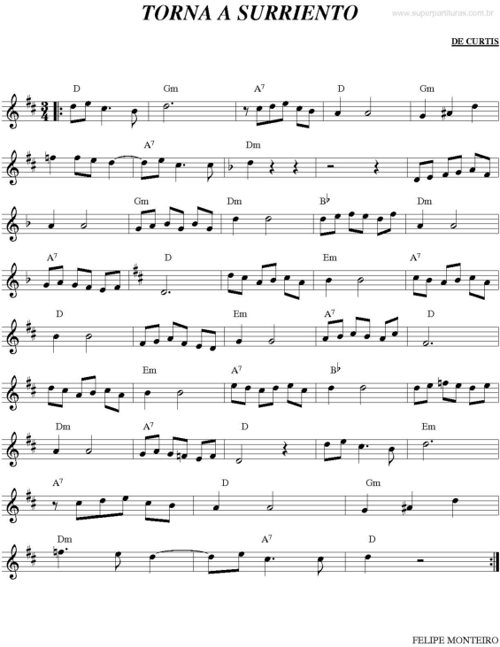 Partitura da música Torna A Surriento