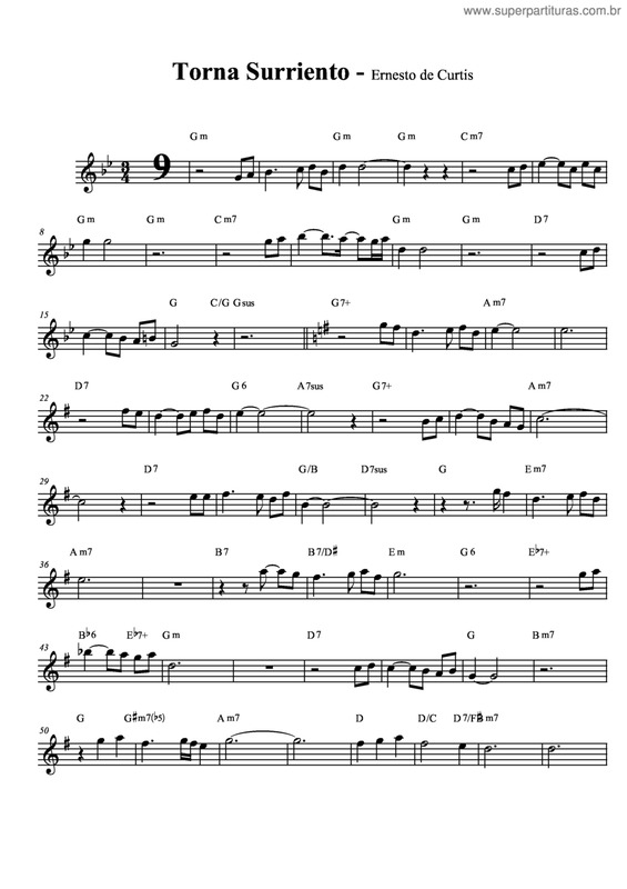 Partitura da música Torna Surriento