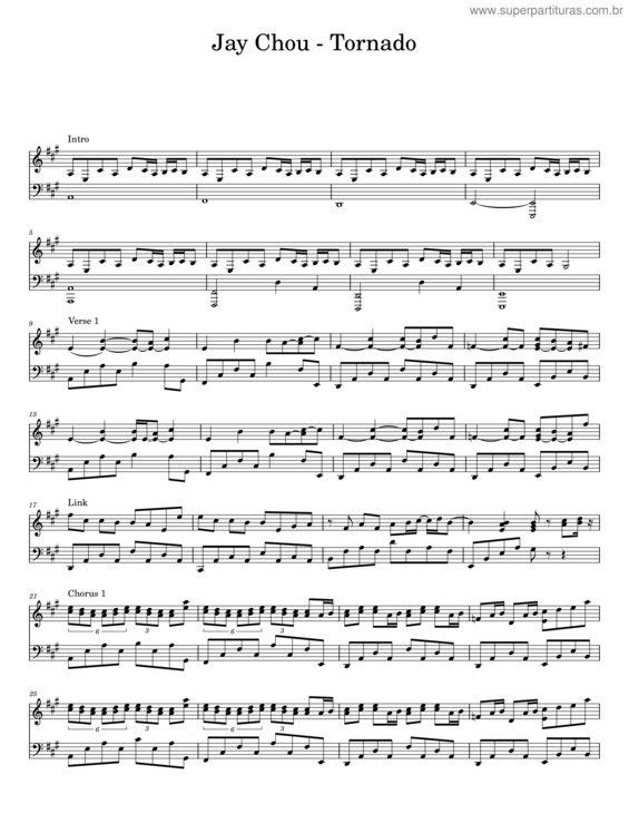 Partitura da música Tornado – Jay Chou