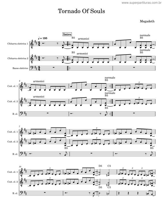 Partitura da música Tornado Of Souls – Megadeth v.2