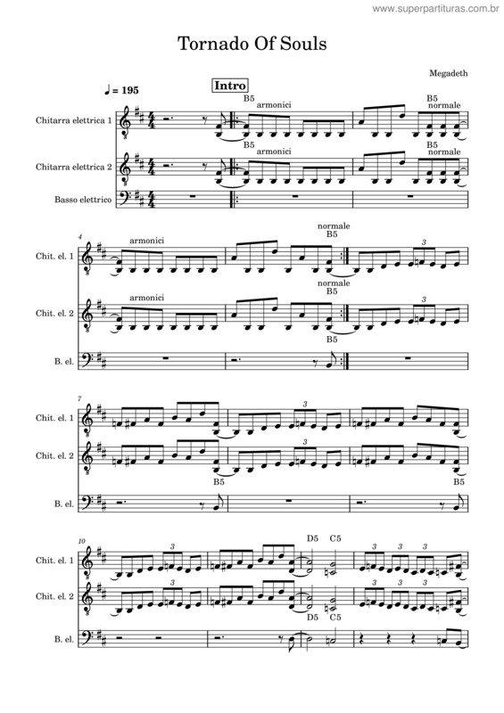 Partitura da música Tornado Of Souls – Megadeth