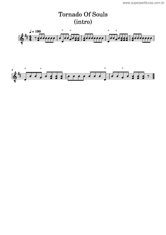 Partitura da música Tornado Of Souls v.2