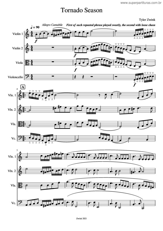 Partitura da música Tornado Season– Tyler Zwink
