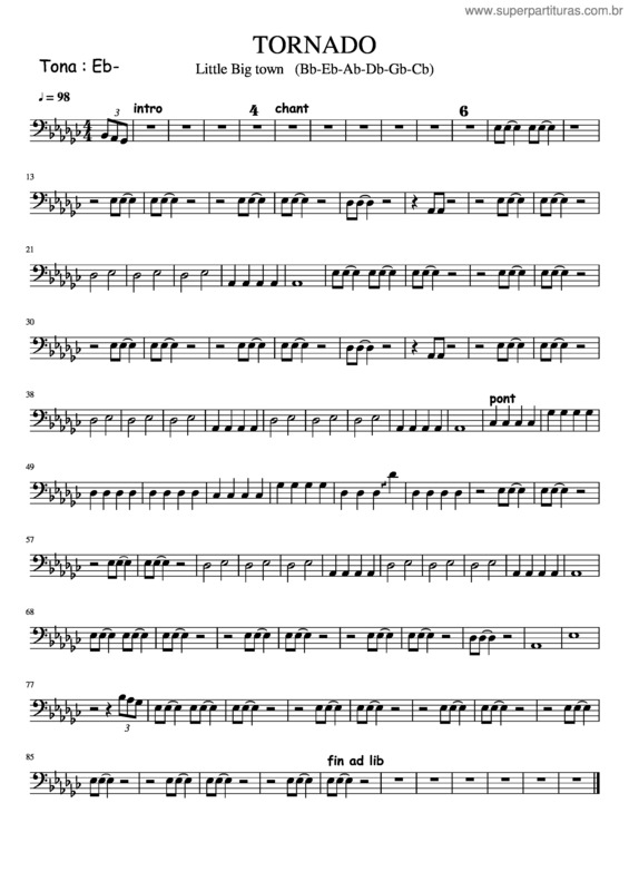 Partitura da música Tornado v.3