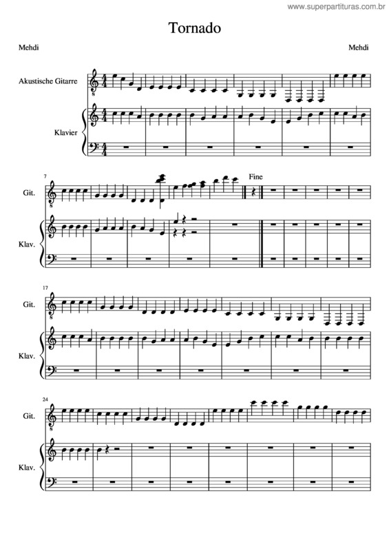 Partitura da música Tornado v.4