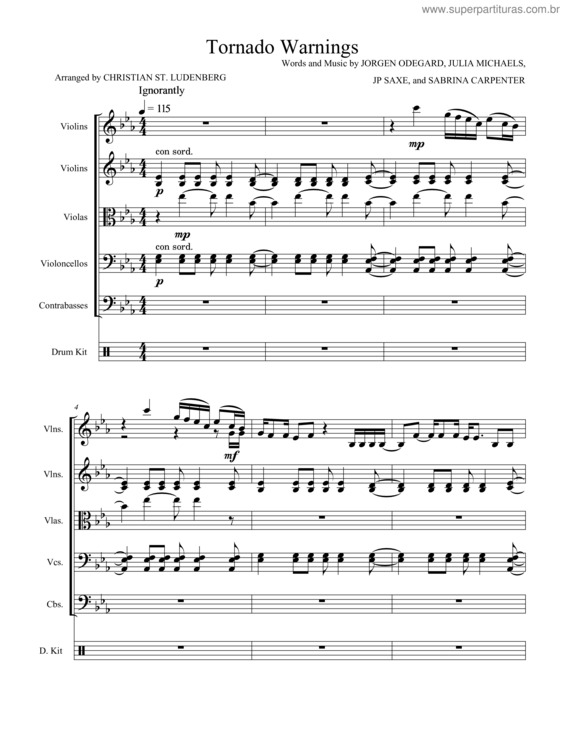 Partitura da música Tornado Warnings – Sabrina Carpenter For String Ensemble In E?  Major